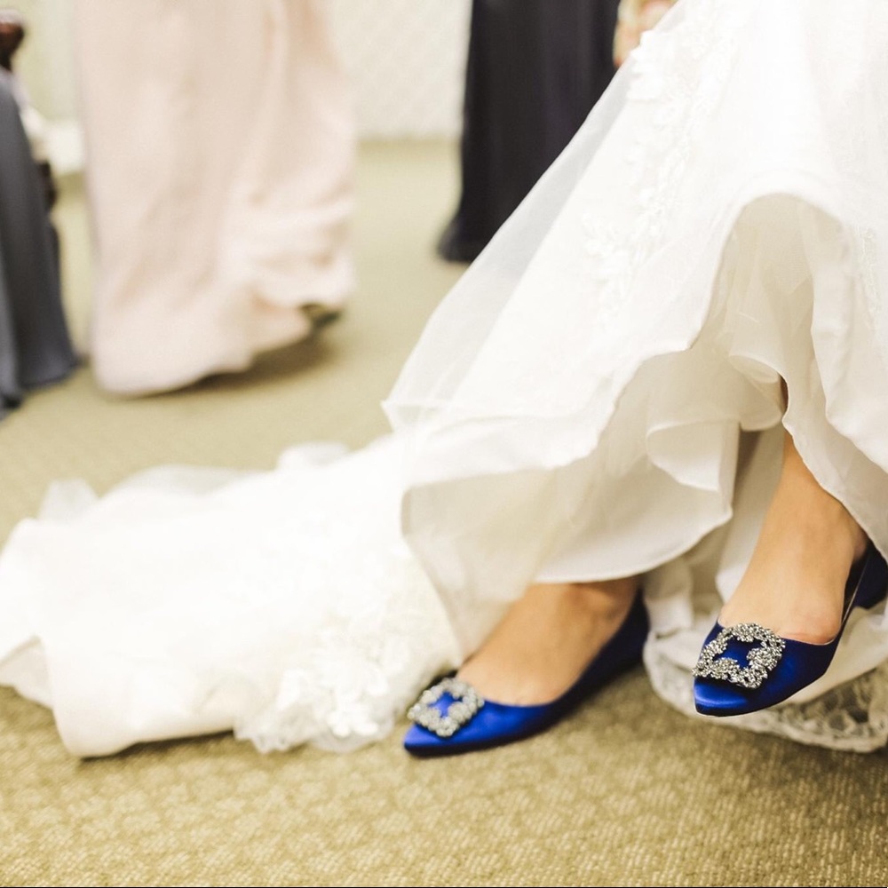 Manolo Blahnik Hangisi Flat in Royal Blue